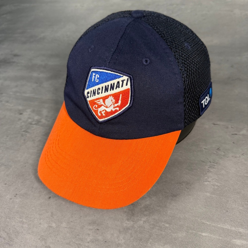 FC Cincinnati Soccer Hat Cap Mens Orange‎ Blue Adjustable Adult MLS Breathable